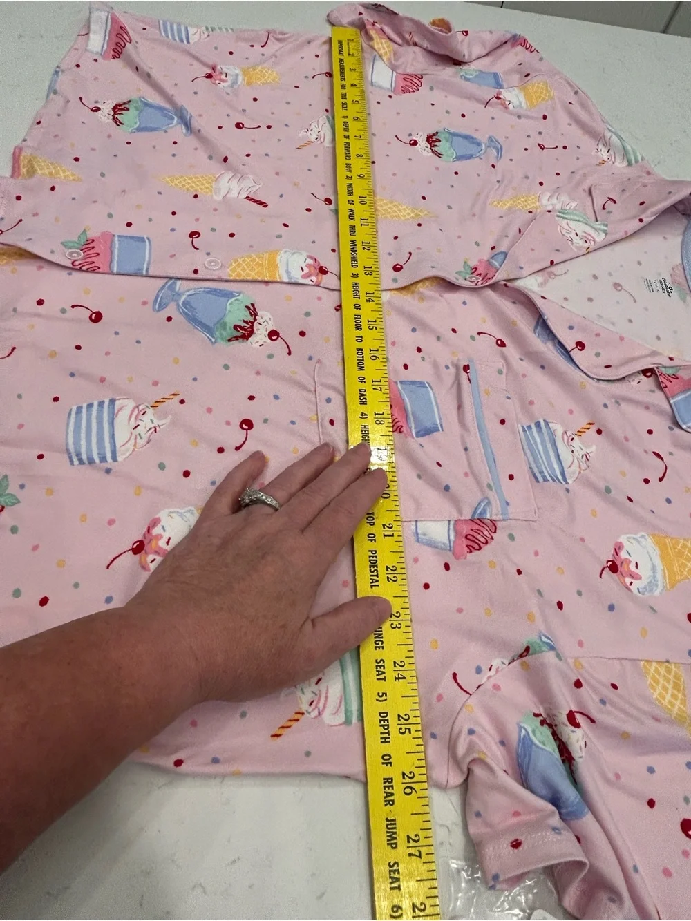 Pink Ice Cream Print Short Pajama Set - Soft Sleep Top & Shorts